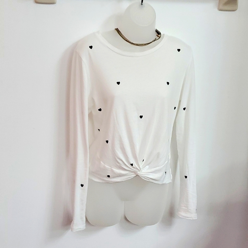 Pink tie front Ling sleeve T shirt
